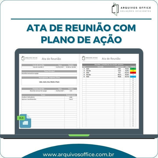 Planilha Ata de Reunião com Plano de Ação - Arquivos Office