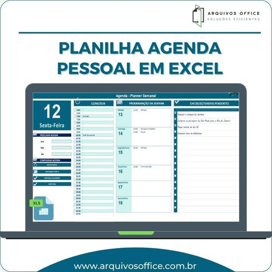 Planilha de Agenda Pessoal Diária e Semanal com Lista de Tarefas em Excel