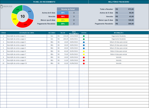 planilha contas a receber em excel