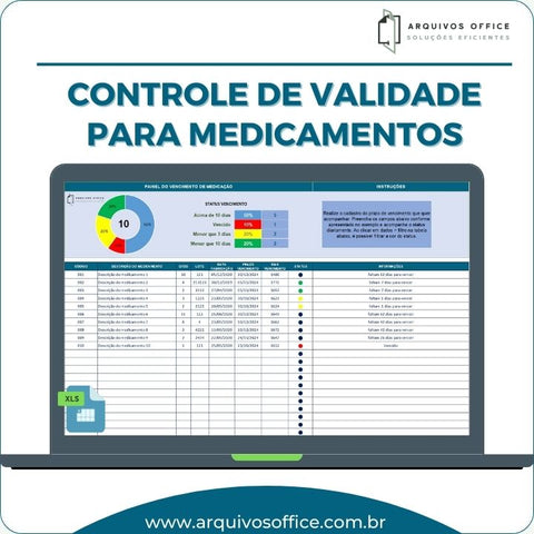 Planilha Controle de Validade para Medicamentos Dashboard em Excel" – Ferramenta essencial para controle de validade de medicamentos e gestão eficiente do estoque.