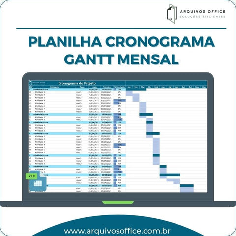 Planilha Cronograma Gantt Mensal em Excel