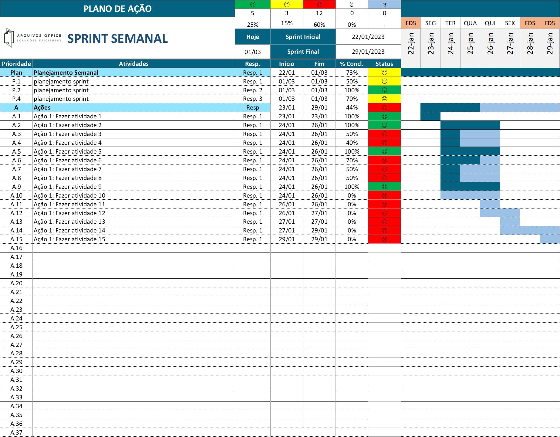 cronograma gantt semanal