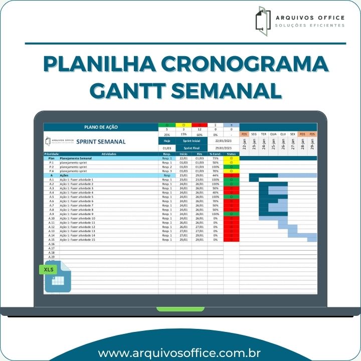 planilha cronograma gantt semanal em excel para acompanhamento de atividades