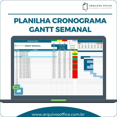 planilha cronograma gantt semanal em excel para acompanhamento de atividades