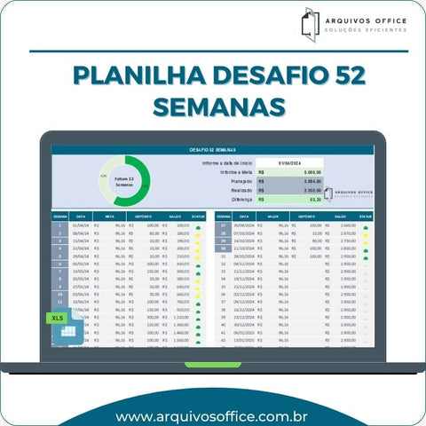 Planilha Desafio 52 semanas para Economizar em Excel - Arquivos Office