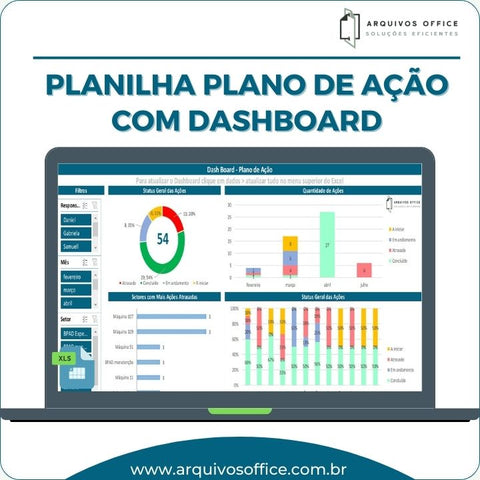 planilha plano de ação com dashboard e filtros dinâmicos